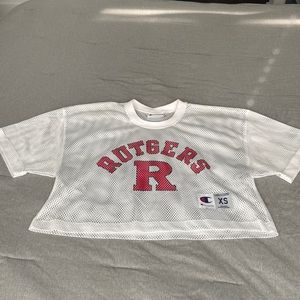 Champion Rutgers white mesh oversized crop